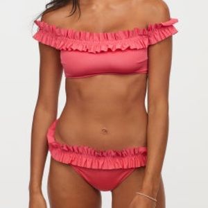Coral ruffle bikini bottoms XS
